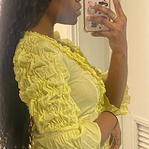 Women's Yellow Ruffled Top - Picture 2 of 3